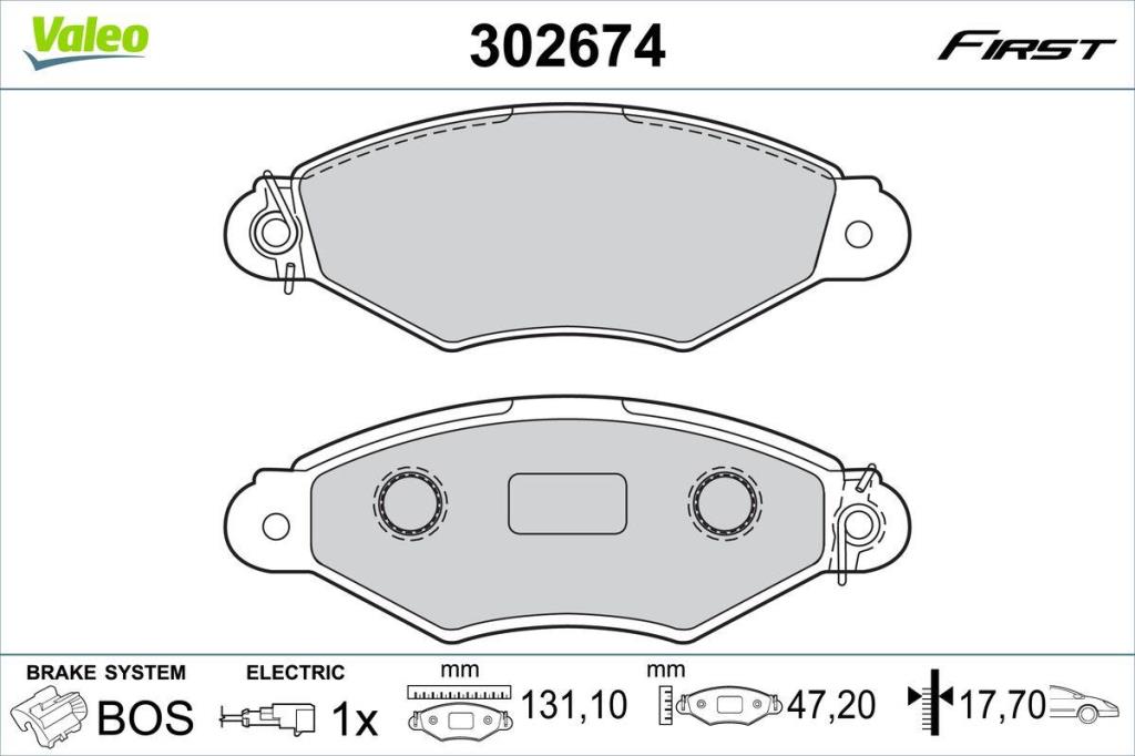 Jogo de 4 pastilhas de travão VALEO ref. 302674